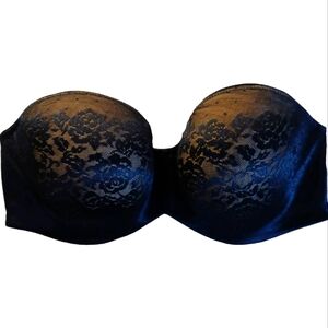 SOMA Black Strapless Underwire Lined Cups Full Support Bra SZ 34DDD